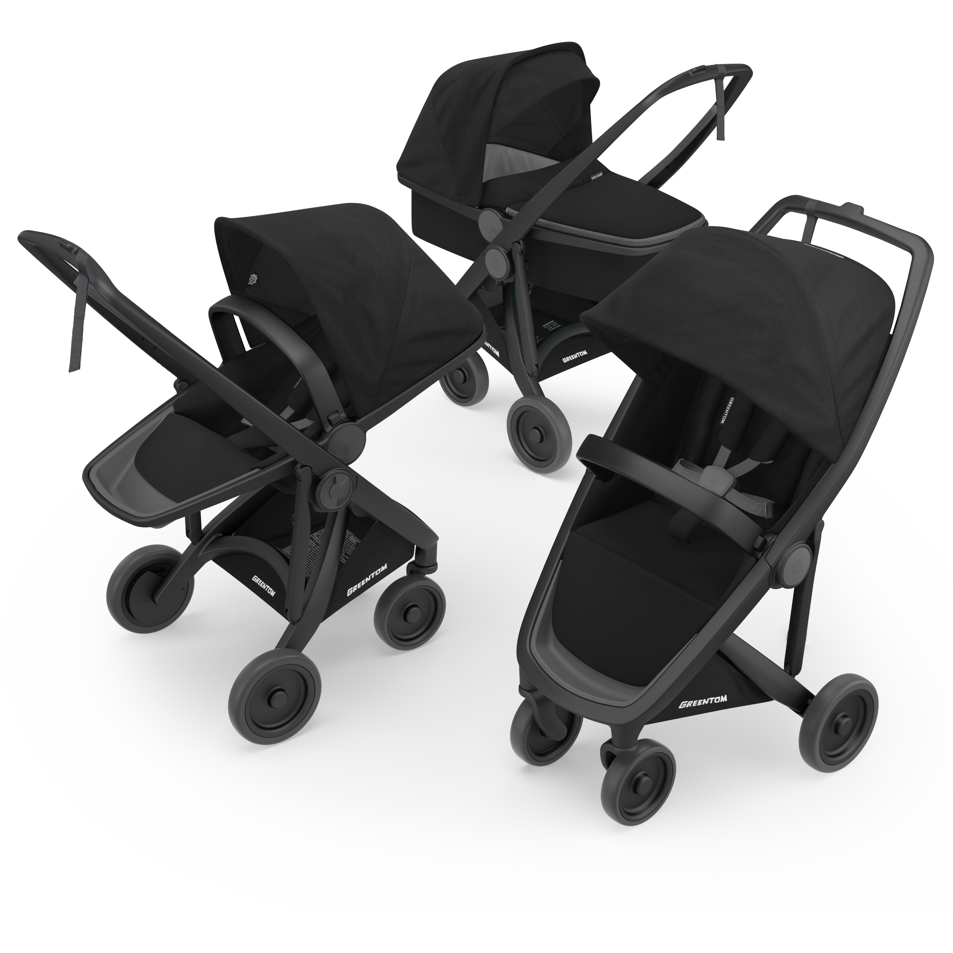 Greentom Pram Greentom 3-in-1 Stroller Black/Black Myer